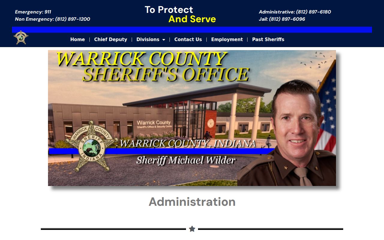 Warrick County Sheriff administration and tax warrant information