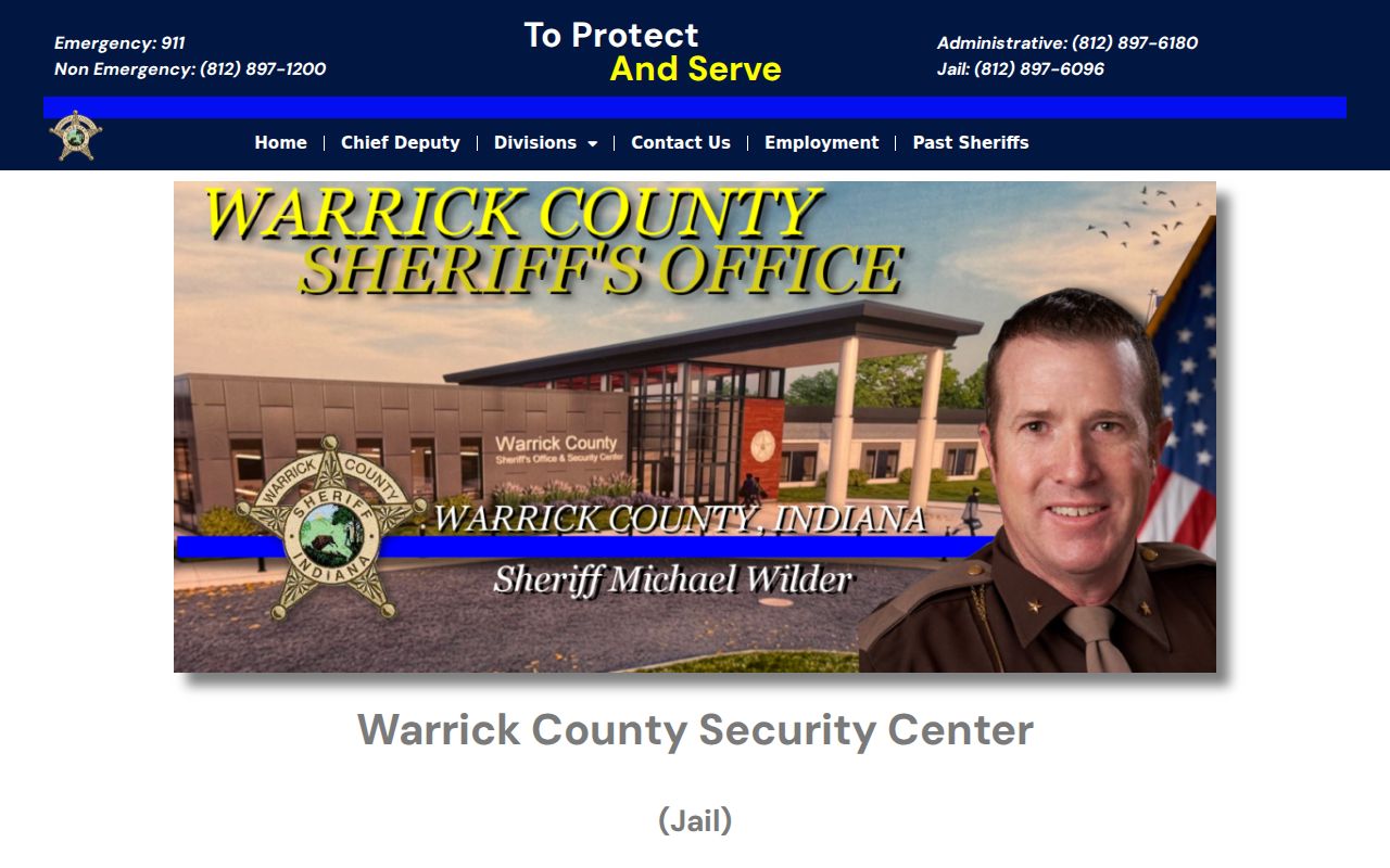 Warrick County Sheriff Security Center information page